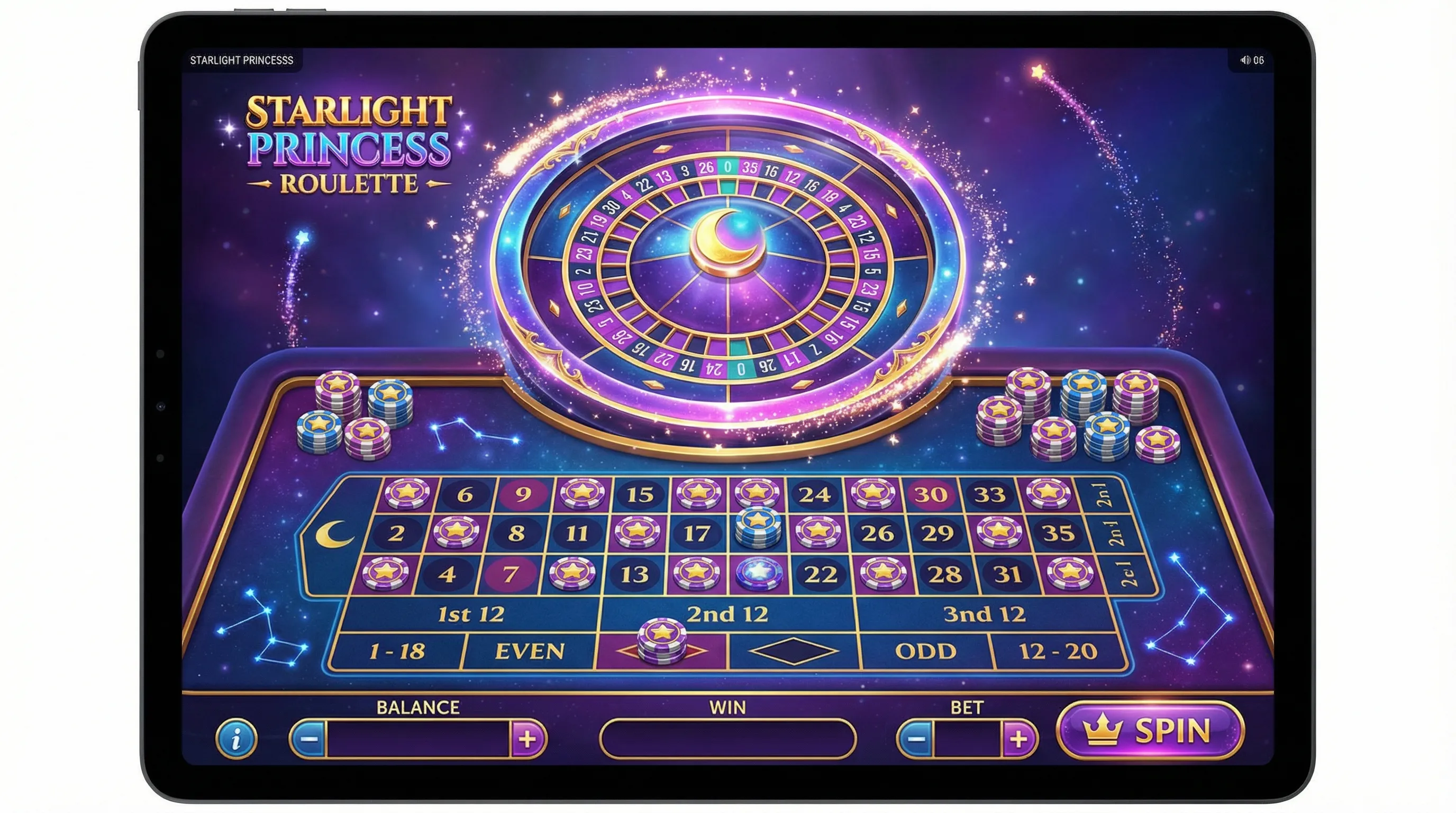 Interface de jogo da roleta bravobet